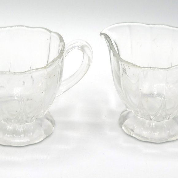 Viking Handmade Glass Sugar Creamer Clear/w Hint of Glow Under UV Mid-Century - Picture 2 of 8